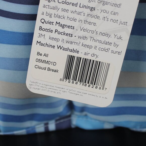 Ju Ju Be Baby Diaper Bag Crossbody Blue Striped W/Changing Mat New Teflon Be All - Picture 9 of 16